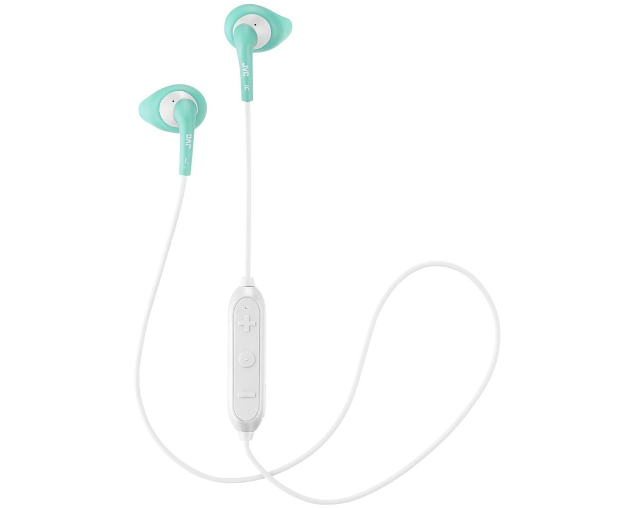 JVC Wireless In-Ear HeadphoneHeadphonesSweat proof "Gumy Sport" headphones ideal for sports (IPX2) Secure and comfortable fitting with "Nozzle fit earpiece" 5 hours of wireless listening with built-in rechargeable battery 3-button remote & mic for bluetoo