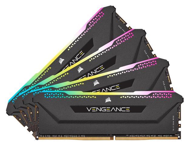 CORSAIR Vengeance RGB Pro SL 32GB (4 x 8GB) 288-Pin PC RAM DDR4 3600 (PC4 28800) Intel XMP 2.0 Desktop Memory Model CMH32GX4M4D3600C18Ships 7-10 working days Illuminate your system with vivid, animated lighting from ten individually addressable, ultra-bri
