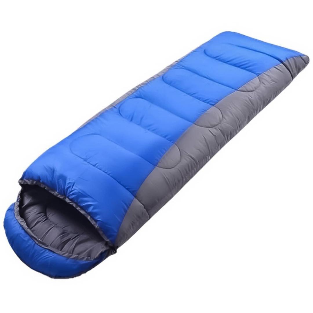 Camping Sleeping Bag Blue & Gray (180 x 75 cm)OutdoorLightweight and provide cozy temperature suitable for all seasons Made from premium anti-tear polyester fabric, flannel lining, 100% hollow cotton fill material making this sleeping bag waterproof, ultr
