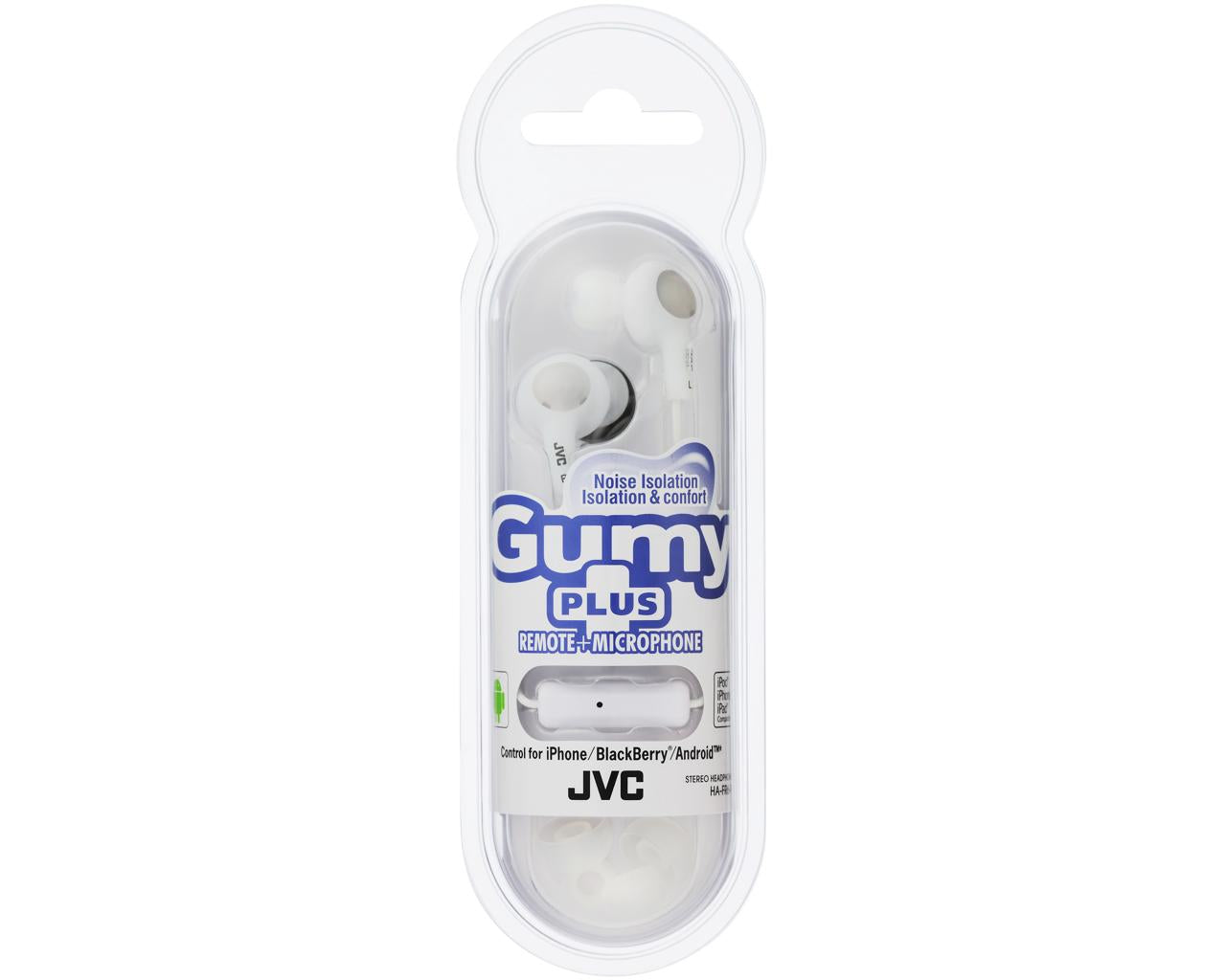 JVC Wired In-ear Headphone HA-FR6HeadphonesColorful headphones with hands-free operation on iPod/iPhone/iPad/BlackBerry (1 button remote control & mic)Soft rubber body for comfortable fitSuperior sound-isolation1.0m color cord with gold-plated iPhone comp