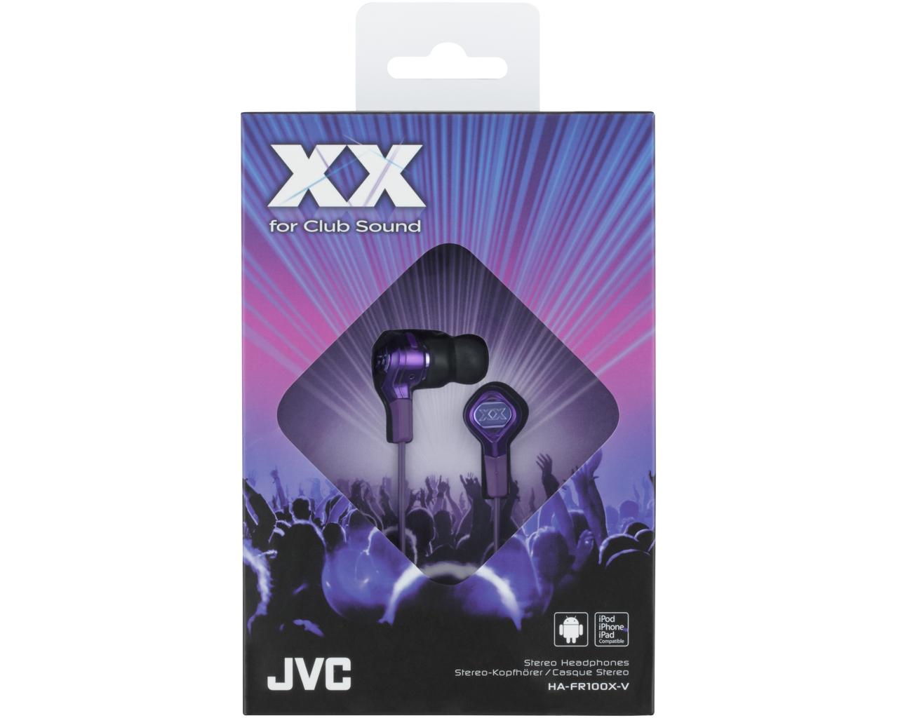 JVC Wired In-ear Extreme Headphone HA-FR100XHeadphones"Dual Magnet" creates optimal magnetic force, reproducing responsive bass, tight mid-range and crisp highs "X-Damper" minimizes unwanted vibration and generates clear sound Integrated 1-button remote &