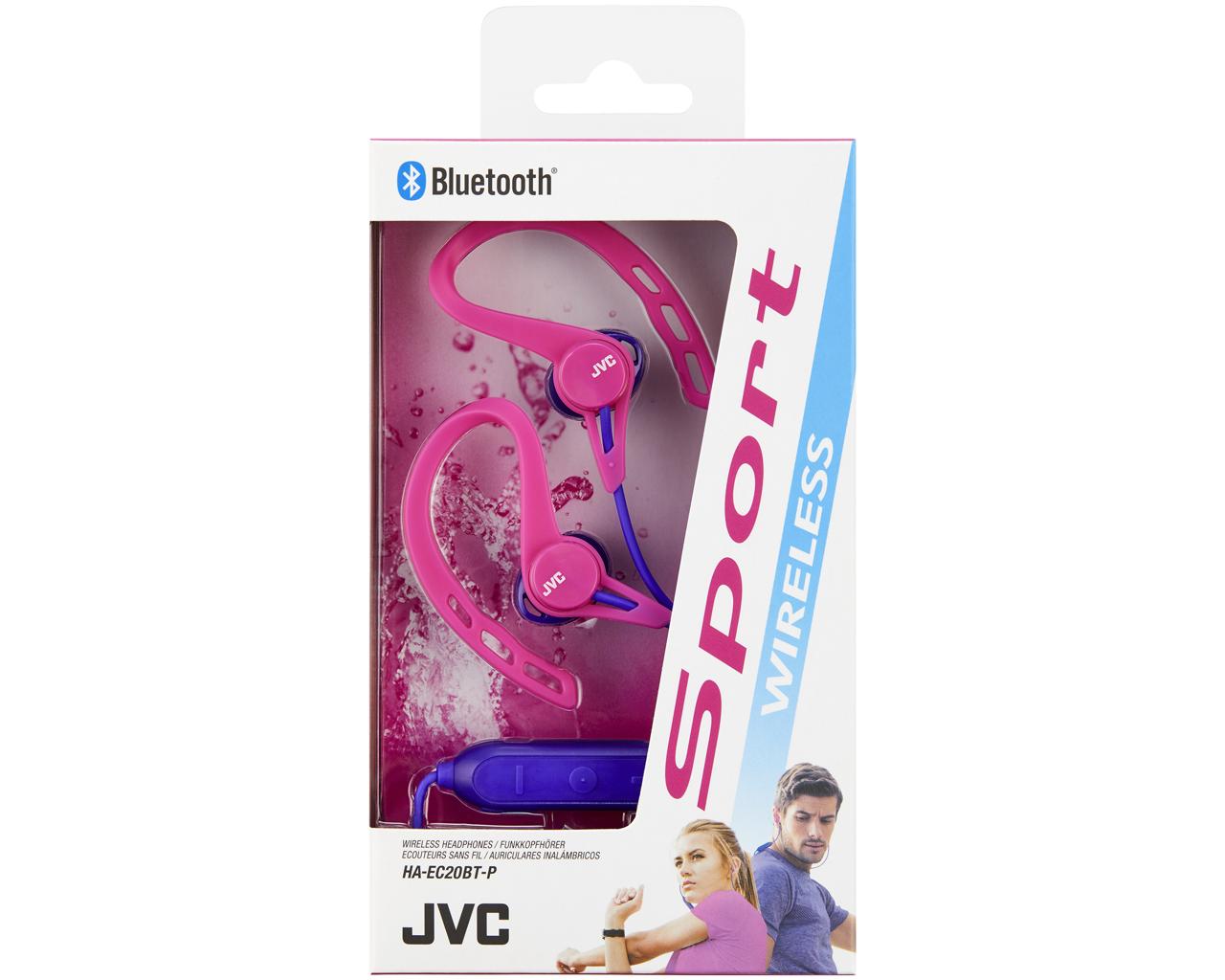 JVC Wireless In-Ear Headphone HA-EC20BTHeadphonesDimples on soft ear clip for comfortable and stable fit while runningBluetooth Wireless Technology4 hours of listening with built-in rechargeable batterySplash and sweat resistance: IPX2Allows Ambient Sound