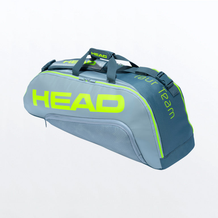 HEAD Tour Team Extreme 6 Racket CombiEquipmentsThe TOUR TEAM EXTREME 6R COMBI, with its new colorway to match HEAD's new EXTREME racquet series, has two compartments that can fit six racquets. One of those has climate control technology CCT+ that protects
