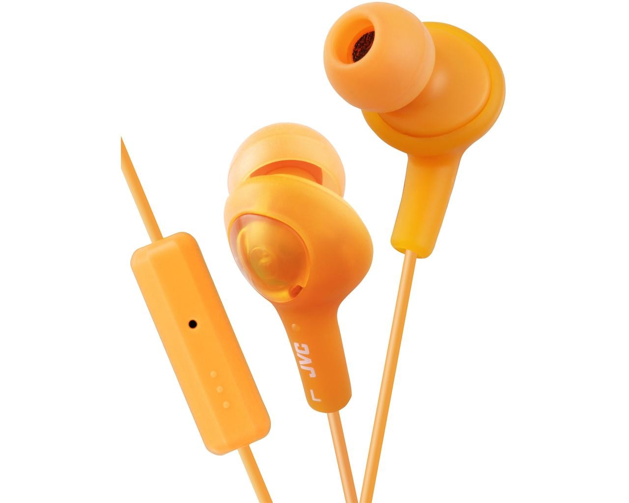 JVC Wired In-ear HeadphoneHeadphonesColourful headphones with hands-free operation on iPod/iPhone/iPad/BlackBerry (1 button remote control & mic) Soft rubber body for comfortable fit Superior sound-isolation 1.0m colour cord with gold-plated iPhone compat