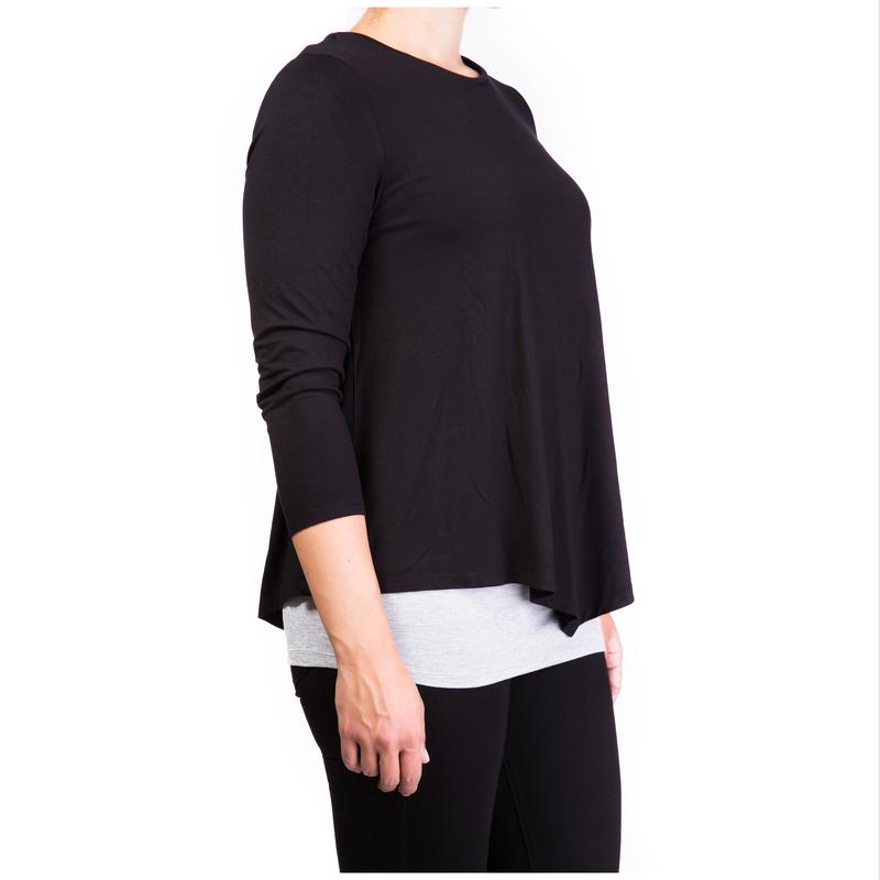 Mama Basic - Double Layer Maternity & Nursing Top - Black And GrayWomens FashionDouble layer maternity and nursing top in soft cotton. Allows you to easily breastfeed while being discreet and comfortable. Available in 3 different colours:Black over layer