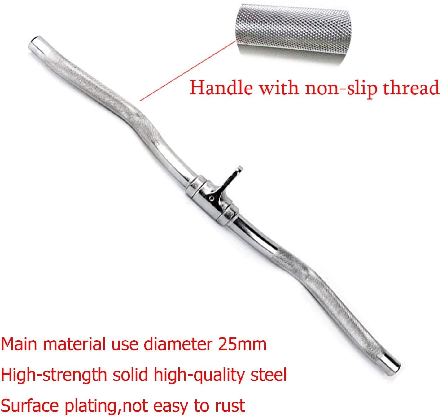 Max Strength Barbel Machine Cable Attachment Pro Grip Revolving Curl Bar Non Slip Handle Bar Pro Grip Revolving Curl Lat Bar-Silver for Bicep Triceps