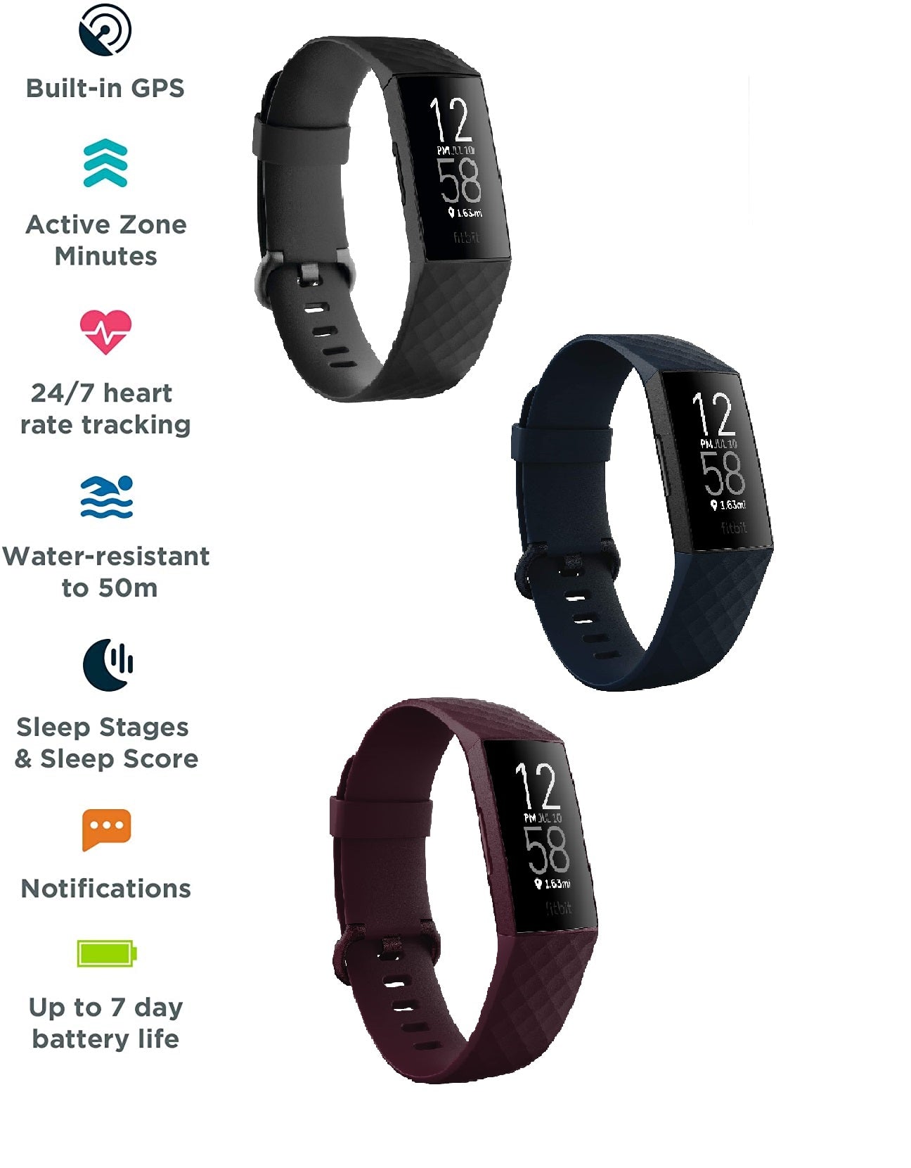 Fitbit Charge 4 Fitness and Activity Tracker with Built-in GPS ( NFC )WearablesWith Fitbit Charge 4, there’s no limit to how far you can go. This sleek, water-resistant tracker is packed with features that help you know your workouts and your body better
