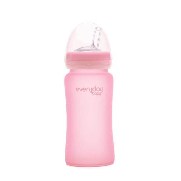 Glass Straw Bottles-240ml By Everyday BabyNursing & FeedingMade of high quality lightweight borosilicate glass. Integrated silicone envelope provides shatter protection in case of breakage. Description Everyday Baby Glass Baby Bottle Heat Sensing is ergon