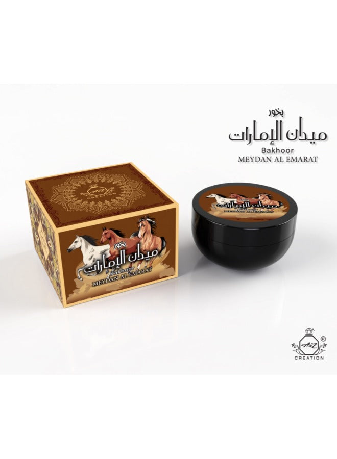A to Z Creation Bakhoor Meydan Al Emarat 70gmPerfumes & FragrancesEmits a scented fragrance that is sure to uplift your mood. Creates an elegant statement while levitating the home decor scheme. Oriental fragrance that is formulated with scented and envir