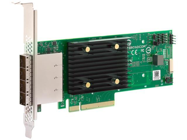 Broadcom HBA 9500-16e Tri-Mode Storage Adapter,PCIe Gen 4.0 HBA enables servers to seamlessly operate with any of the SAS, SATA or NVMe storage devices (05-50075-00)Ships 7-10 working days The Broadcom 9500-16e Tri-Mode, PCIe Gen 4.0 HBA with 16 external