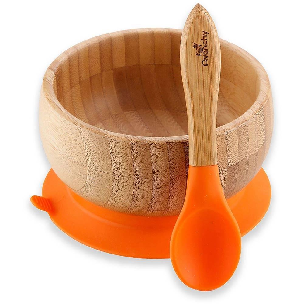 Avanchy Baby Bamboo Stay Put Suction BOWL + Spoon GN