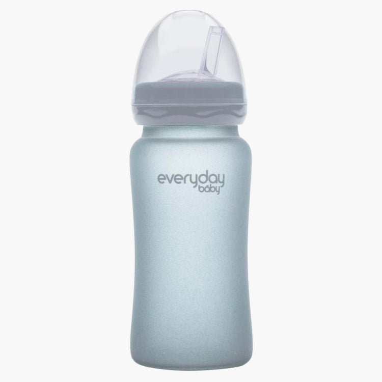 Glass Straw Bottles-240ml By Everyday BabyNursing & FeedingMade of high quality lightweight borosilicate glass. Integrated silicone envelope provides shatter protection in case of breakage. Description Everyday Baby Glass Baby Bottle Heat Sensing is ergon