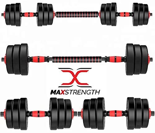 Max Strength 15-30kg dumbbell and Barbell Set Weightlifting fitness black cement steel rubber adjustable 15-30Kg dumbbell and Barbell Set 2 in 1