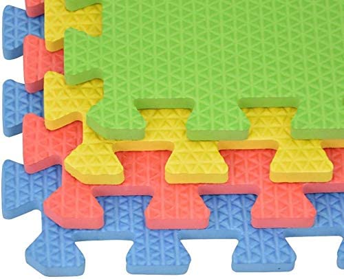 MAXSTRENGTH 4 PCs Foam Play Mat 12mm Thick Soft EVA Interlocking Mats Jigsaw Puzzle Blocking Board Fun Mats Square Tiles Set for All Ages