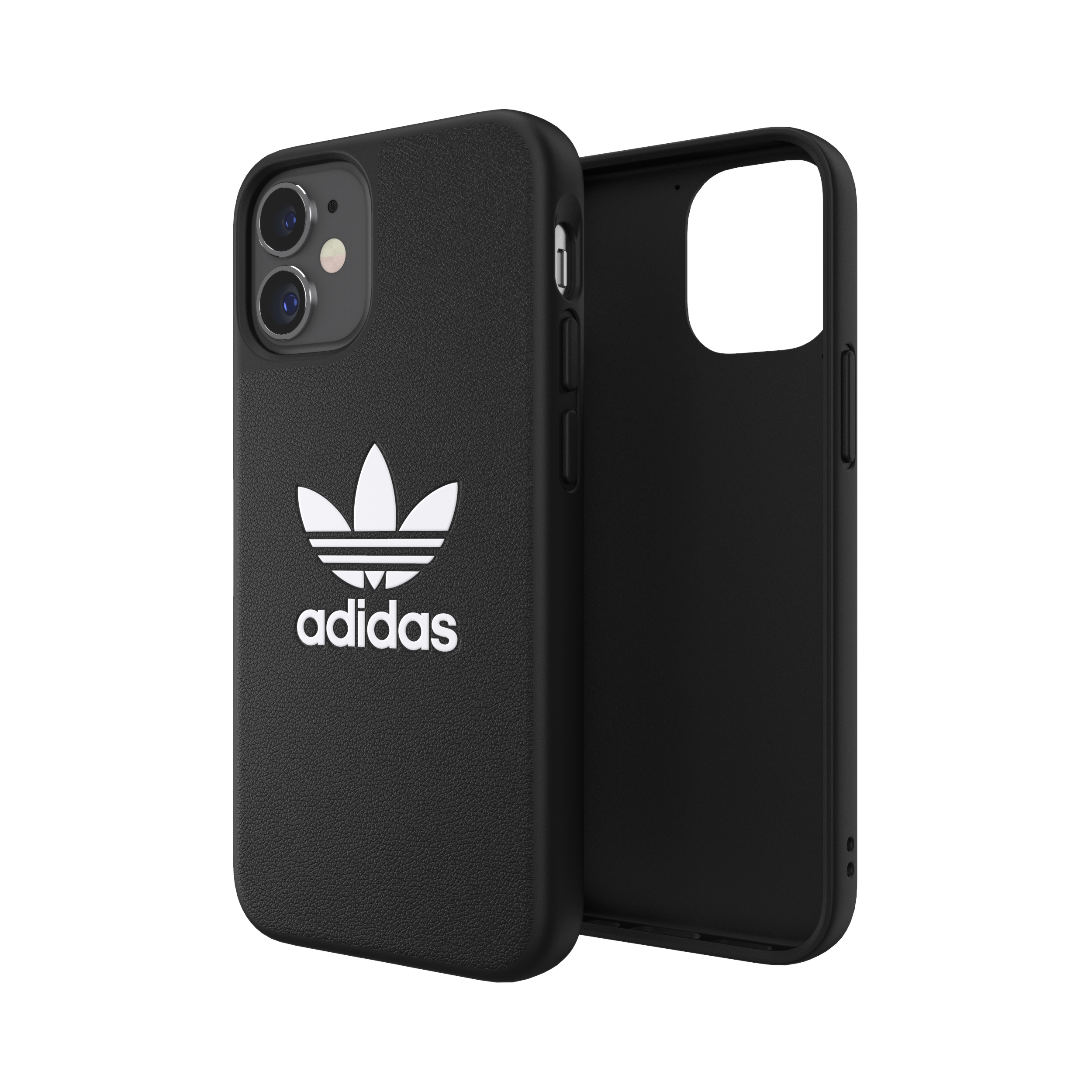 Adidas ORIGINALS Apple iPhone 12 Mini Basic Moulded Case - Back cover w/ Trefoil Design, Scratch & Drop Protection w/ TPU Bumper, Wireless Charging Compatible - Black/White