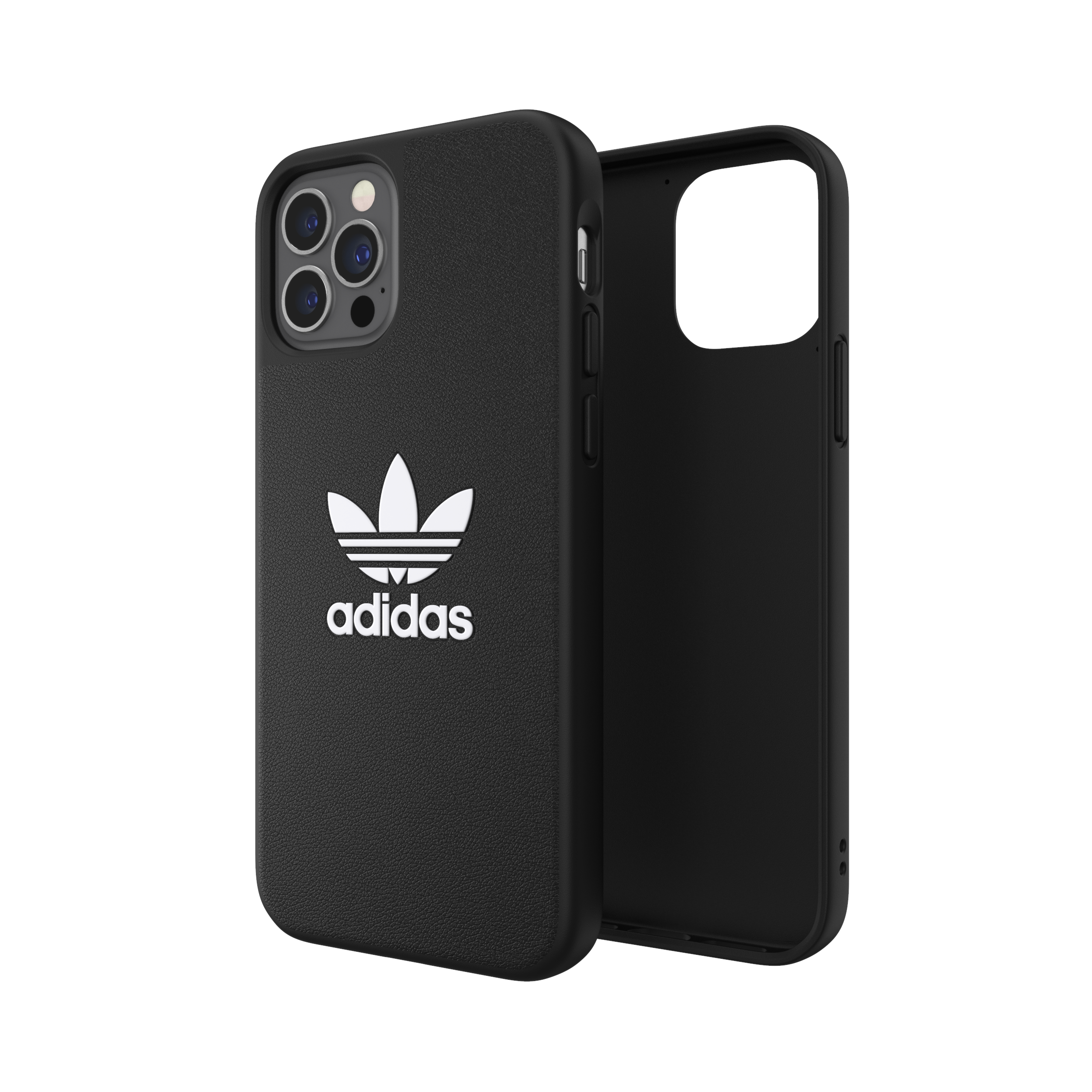 Adidas ORIGINALS Apple iPhone 12 / 12 Pro Basic Moulded Case - Back cover w/ Trefoil Design, Scratch & Drop Protection w/ TPU Bumper, Wireless Charging Compatible - Black/White