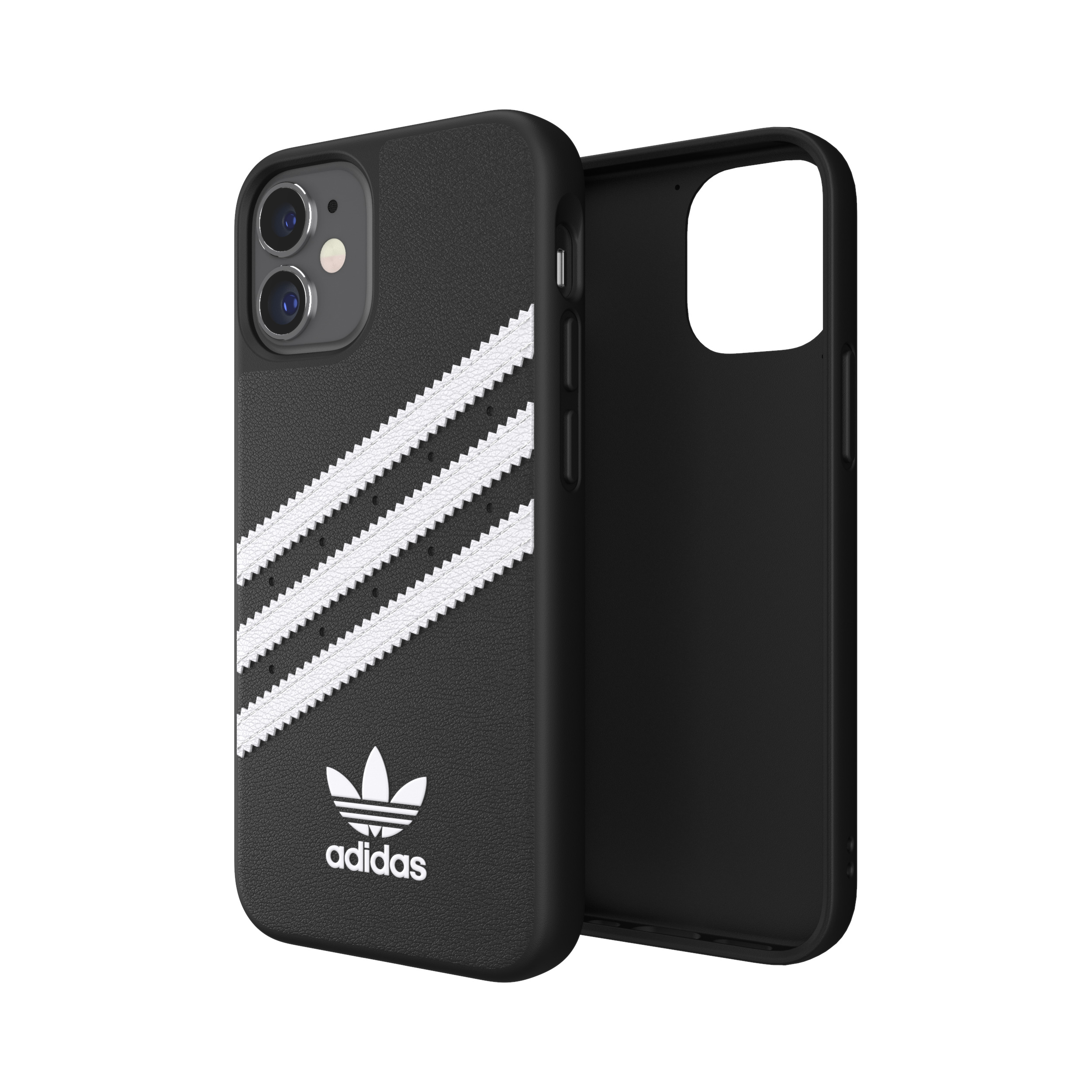 Adidas SAMBA Apple iPhone 12 Mini Moulded Case - Back cover w/ 3 Stripes & Trefoil Design, Scratch & Drop Protection w/ TPU Bumper, Wireless Charging Compatible - Black/White