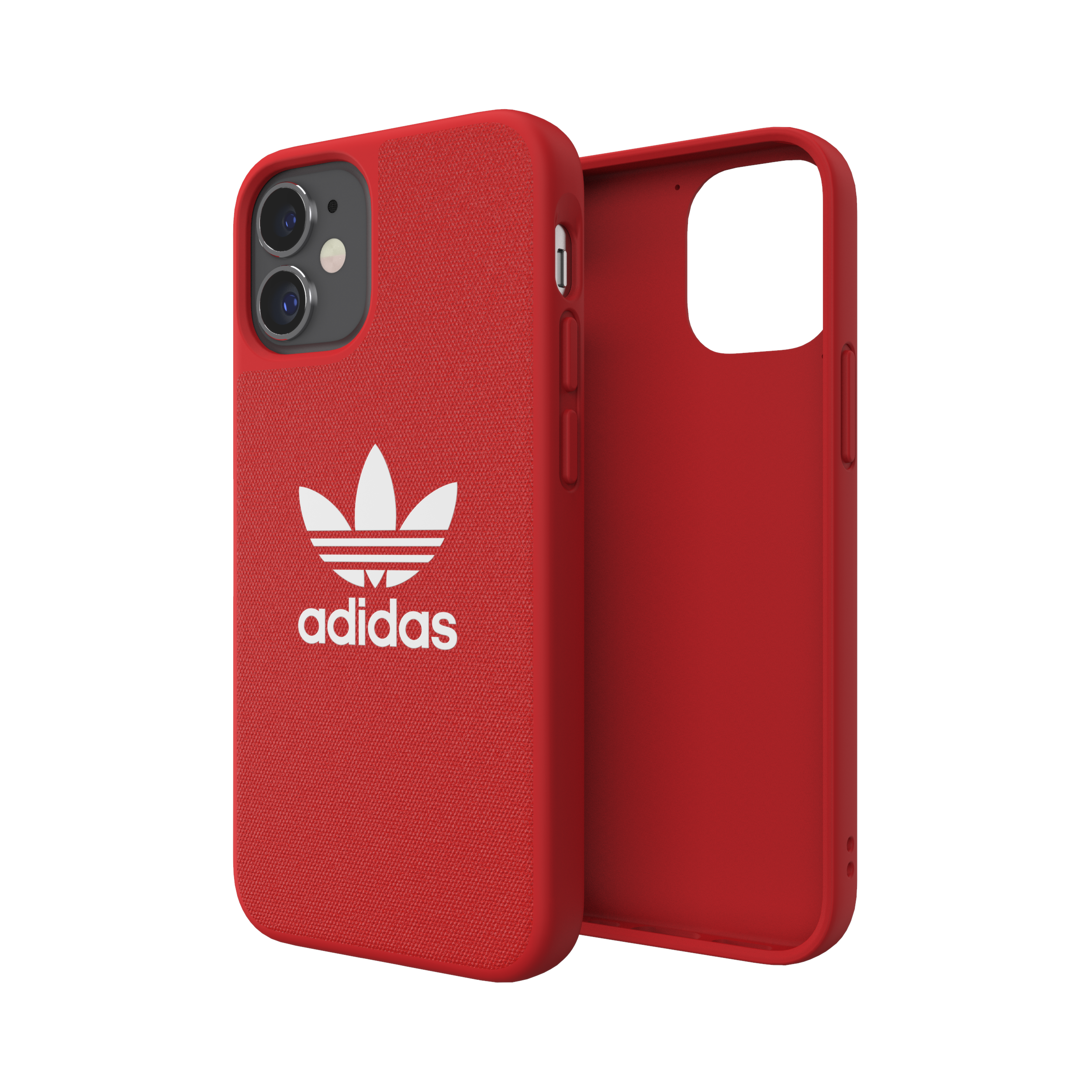 Adidas ORIGINALS Apple iPhone 12 Mini Canvas Case - Back cover w/ Trefoil Design, Scratch & Drop Protection w/ TPU Bumper, Wireless Charging Compatible - Scarlet