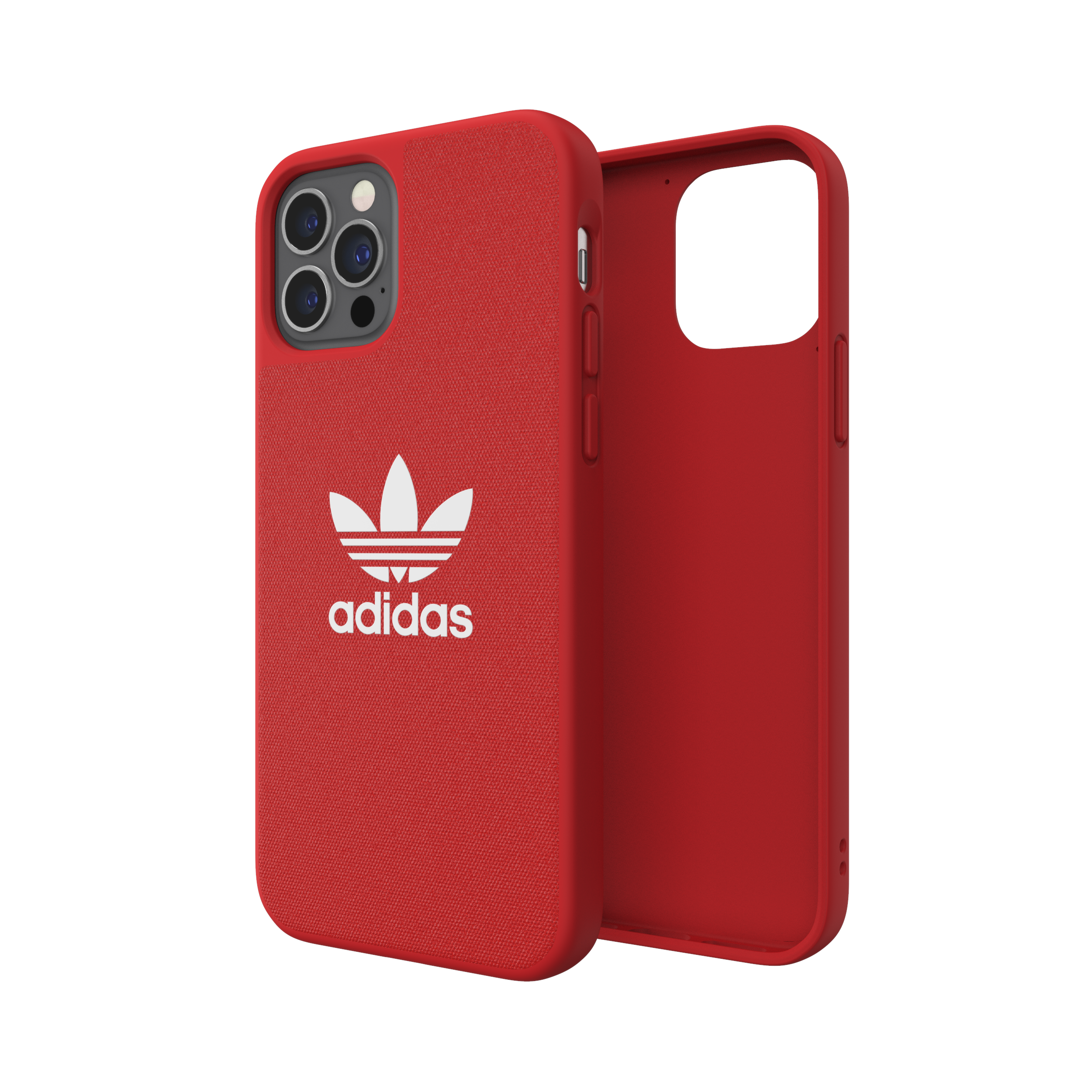 Adidas ORIGINALS Apple iPhone 12 / 12 Pro Canvas Case - Back cover w/ Trefoil Design, Scratch & Drop Protection w/ TPU Bumper, Wireless Charging Compatible - Scarlet