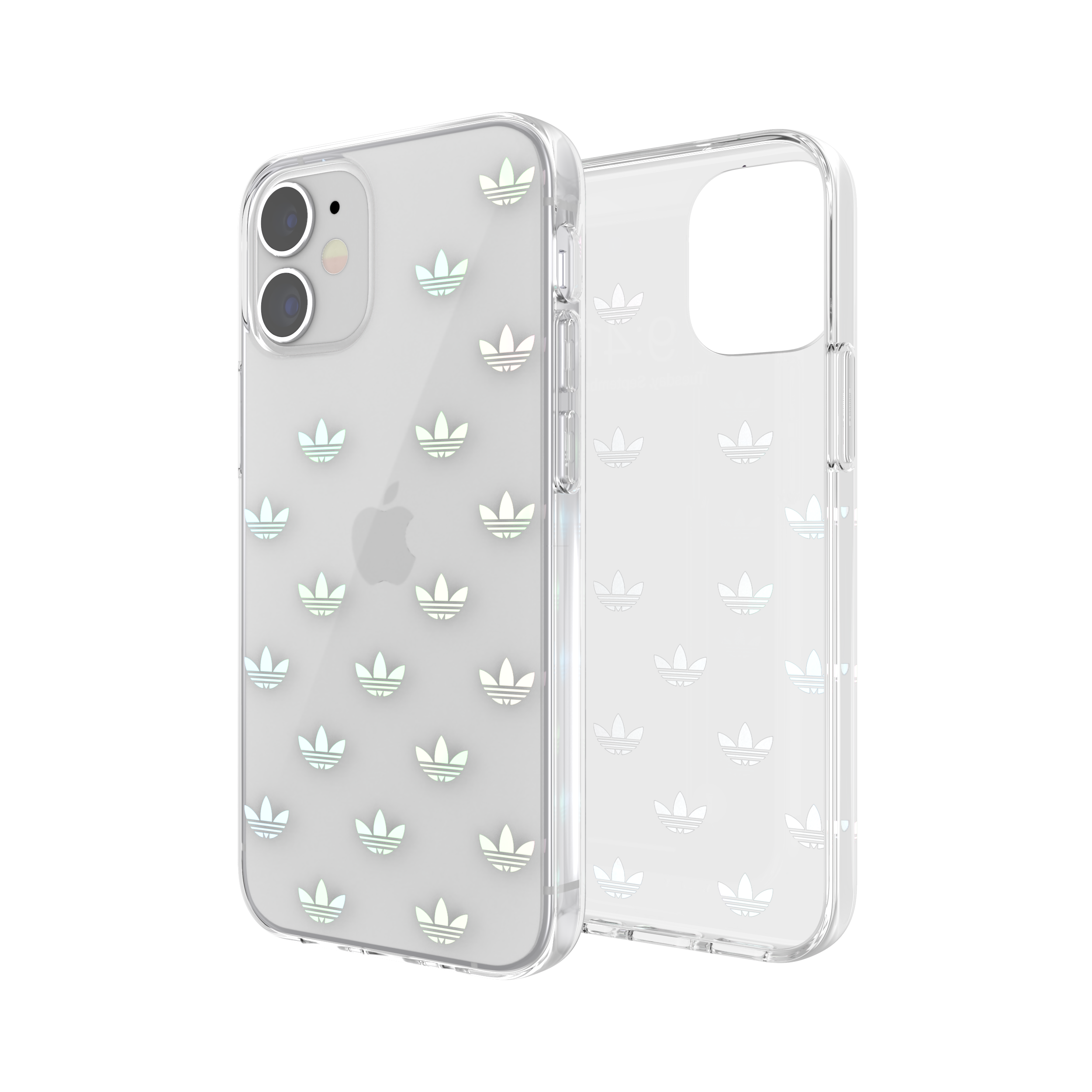 adidas SNAP Apple iPhone 12 Mini Entry Clear Case - Back cover w/ Trefoil Design, Scratch & Drop Protection w/ TPU Bumper, Wireless Charging Compatible - Holographic