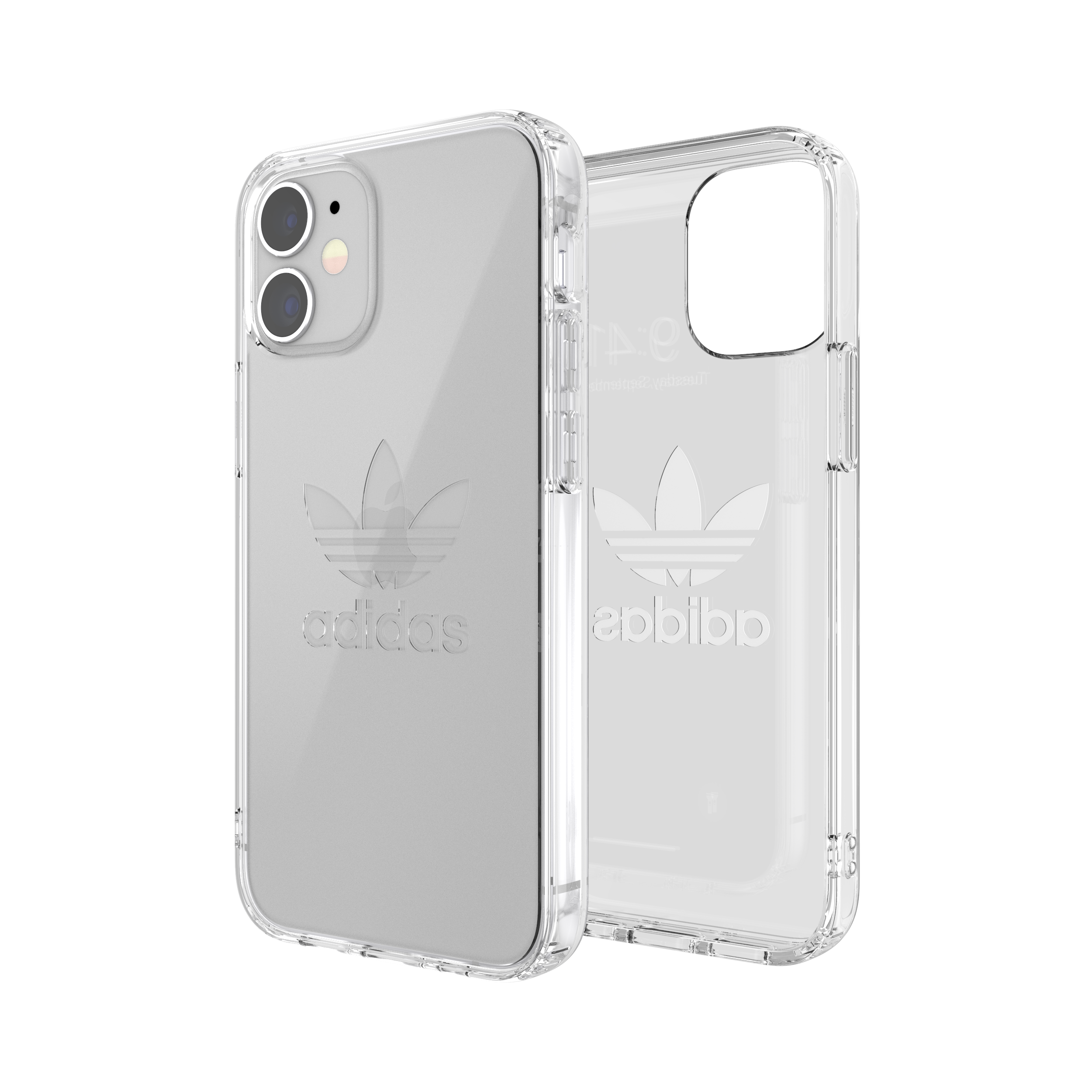 Adidas ORIGINALS Apple iPhone 12 Mini Protective Clear Case - Back cover w/ Trefoil Design, Scratch & Drop Protection w/ TPU Bumper & Air Cushion, Wireless Charging Compatible - Clear