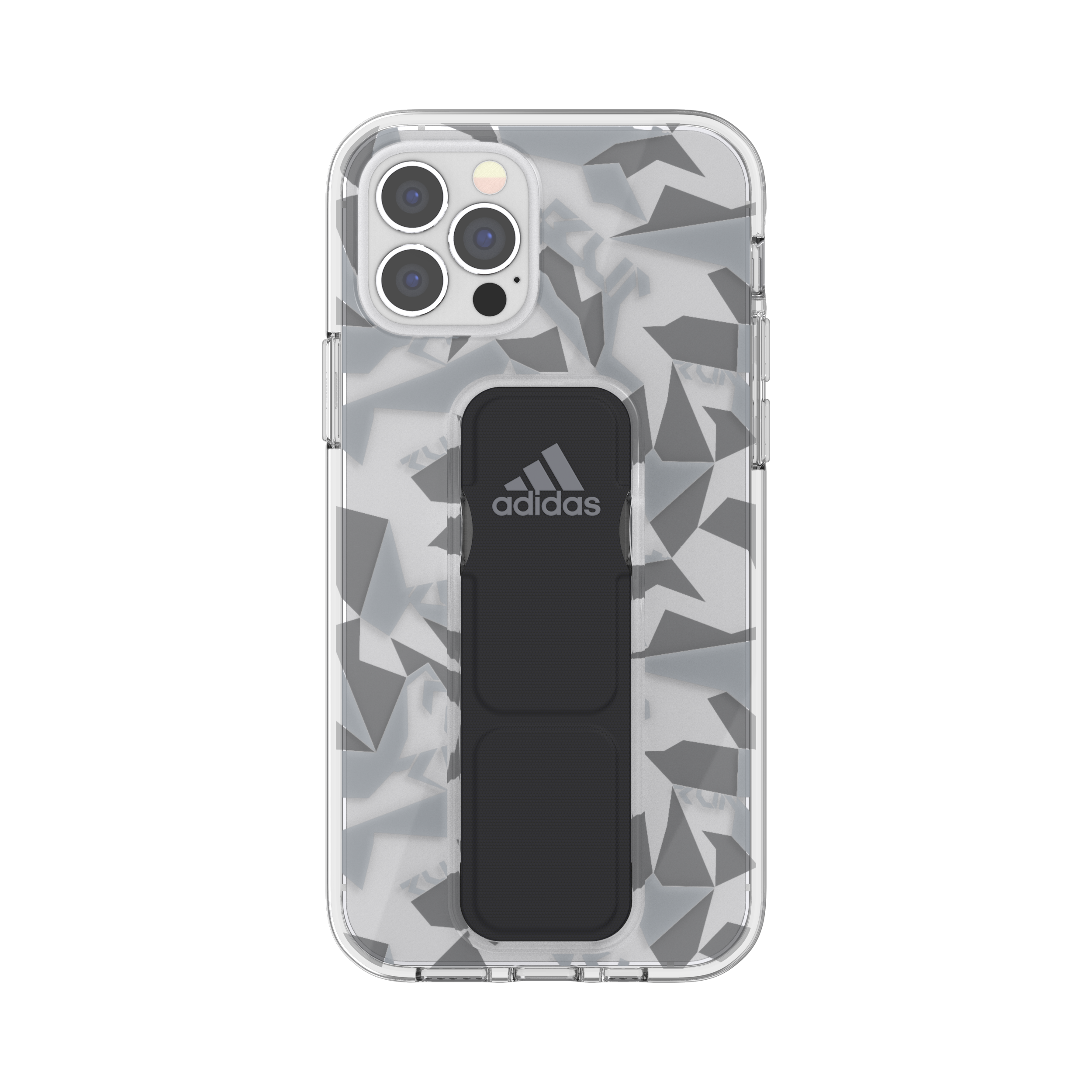 adidas SPORT Apple iPhone 12 / 12 Pro Clear Grip Case - Back cover w/ Grip or Stand, Scratch & Drop Protection w/ TPU Bumper, Wireless Charging Compatible - Grey/Black