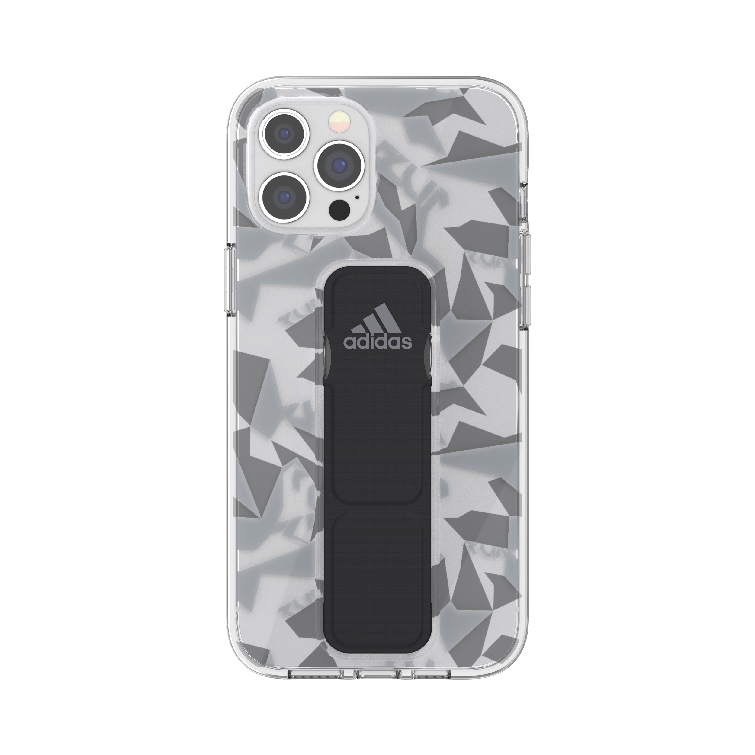 adidas SPORT Apple iPhone 12 Pro Max Clear Grip Case - Back cover w/ Grip or Stand, Scratch & Drop Protection w/ TPU Bumper, Wireless Charging Compatible - Grey/Black
