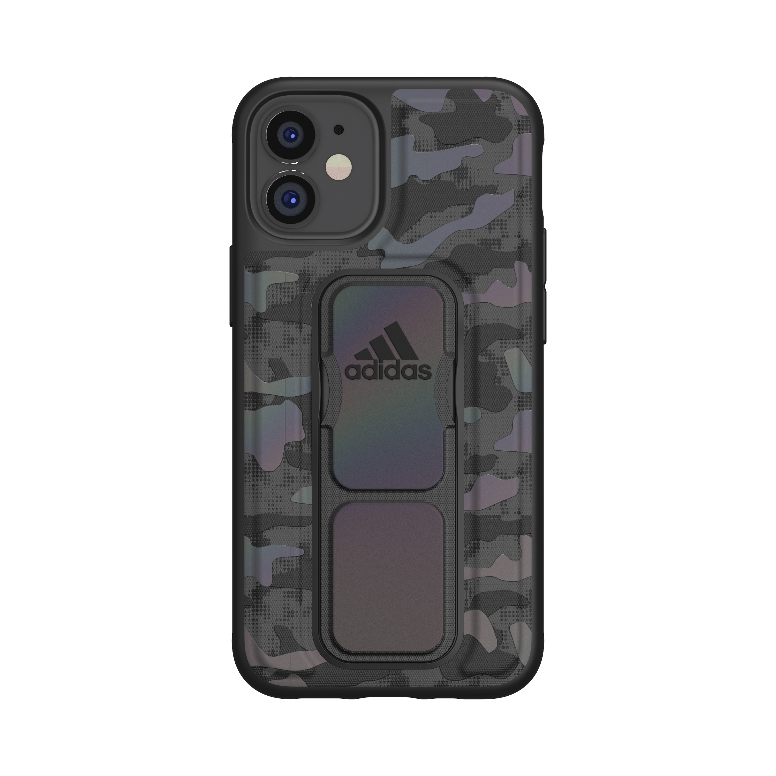 adidas SPORT Apple iPhone 12 Mini Camo Grip Case - Back cover w/ Grip or Stand, Scratch & Drop Protection w/ TPU Bumper, Wireless Charging Compatible - Black