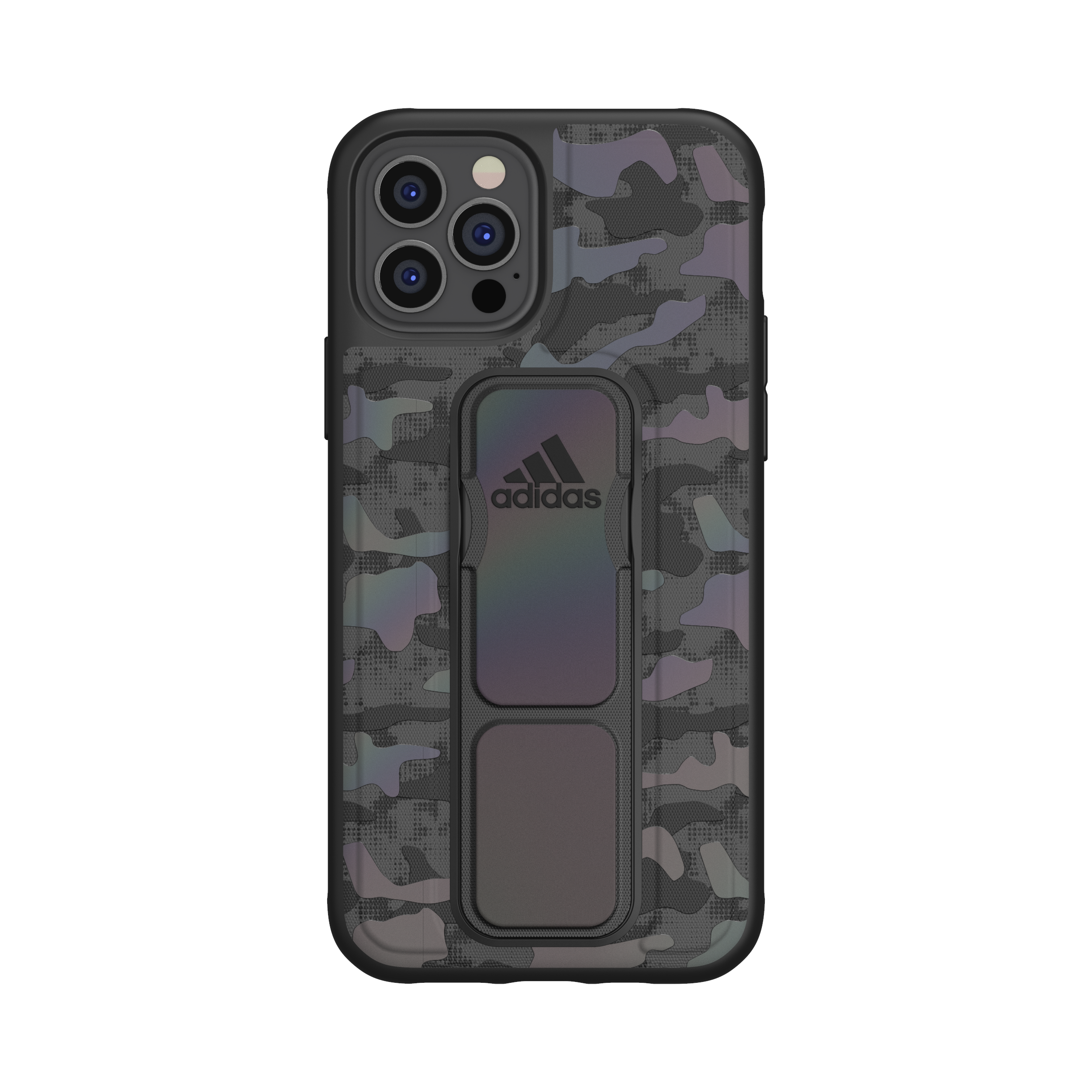 adidas SPORT Apple iPhone 12 / 12 Pro Camo Grip Case - Back cover w/ Grip or Stand, Scratch & Drop Protection w/ TPU Bumper, Wireless Charging Compatible - Black