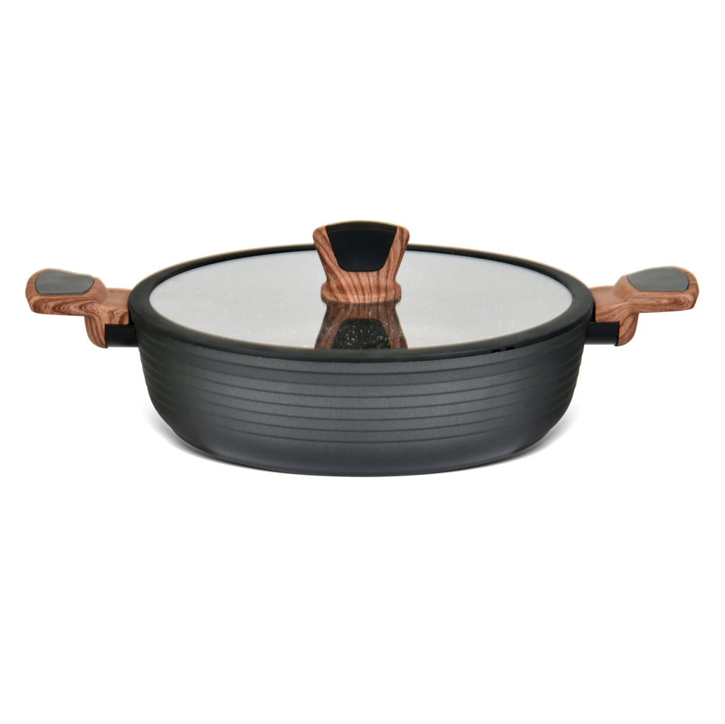 FISSMAN Aluminium with Non-Stick Coating Shallow Casserole DIAMOND 28x7.5cm/4.1 L with Glass LidKitchen Storage4306 Shallow casserole DIAMOND 28x7.5 cm / 4.1 LTR with glass lid (aluminium with non-stick coating) FISSMAN is one of the leaders in the global