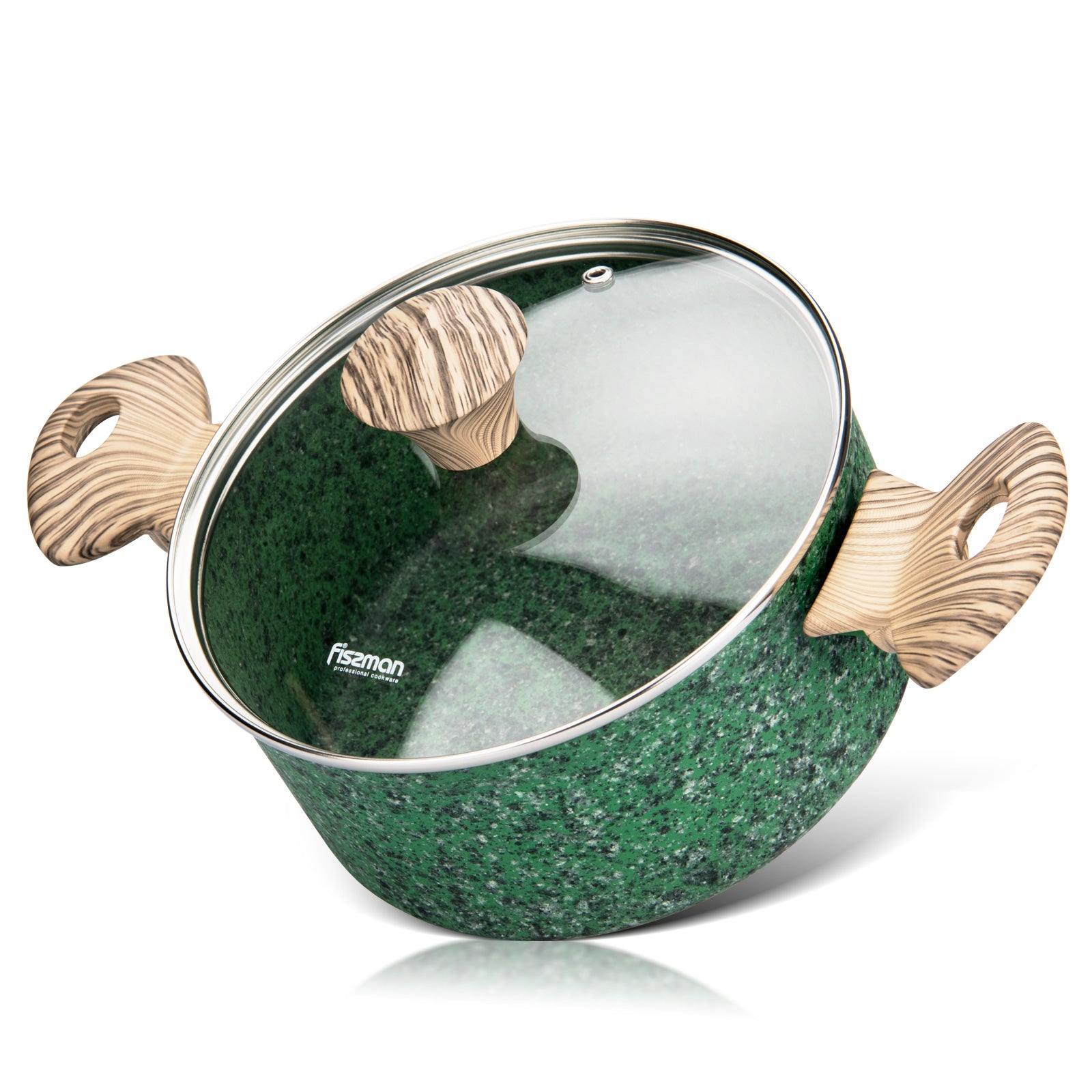 FISSMAN Aluminium with Non-Stick Coating Stockpot MALACHITE 20x9.8cm/2.7L with Glass Lid with Induction BottomKitchen StorageGrab our multi-layer pan with superior Marble non-stick properties and is free of PFOA to preserve healthy and delicious food.