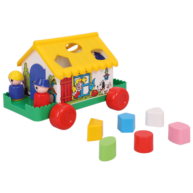 Polesie - Shape and sort house (box)Toys & GamesShape-and-sort house is for toddlers under the age of 3. There is a logical task on the roof of the house to match the shapes (6 pieces) with the puzzle holes.There are doors on both sides of the house that