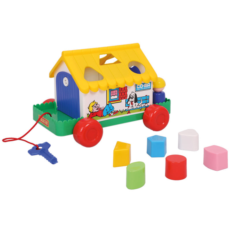 Polesie - Shape and sort house (box)Toys & GamesShape-and-sort house is for toddlers under the age of 3. There is a logical task on the roof of the house to match the shapes (6 pieces) with the puzzle holes.There are doors on both sides of the house that