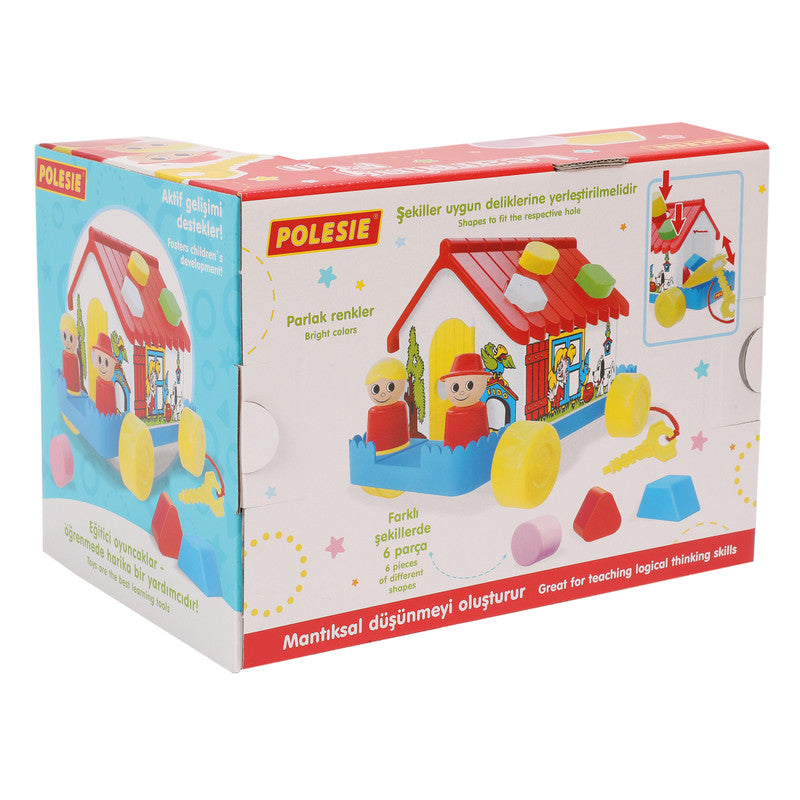 Polesie - Shape and sort house (box)Toys & GamesShape-and-sort house is for toddlers under the age of 3. There is a logical task on the roof of the house to match the shapes (6 pieces) with the puzzle holes.There are doors on both sides of the house that