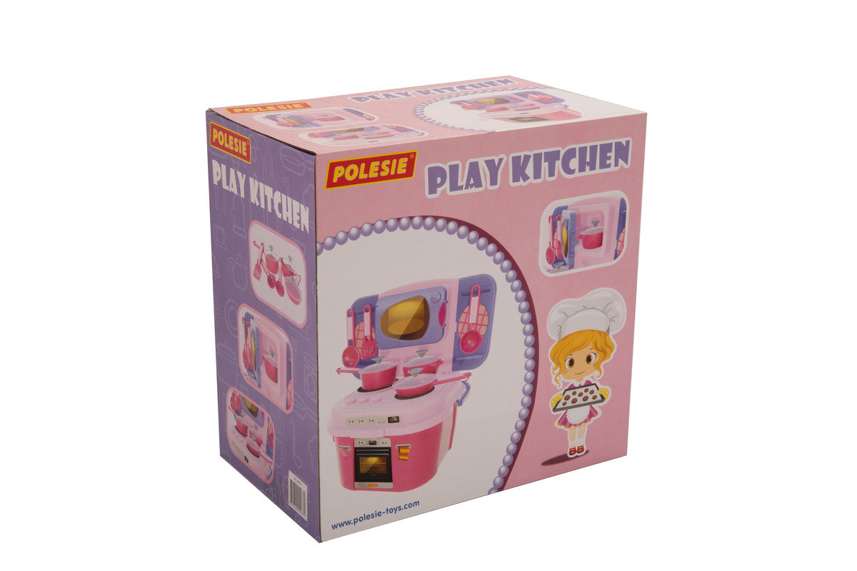 Polesie - Play kitchenToys & GamesThe kitchen is equipped with a three-burner stove and an oven located under the stove.The set includes: * saucepan - 1 pc. * ladle - 1 pc. * frying pan - 1 pc. * kitchen utensils - 3 pcs.FEATURES: Polesie toys are made in