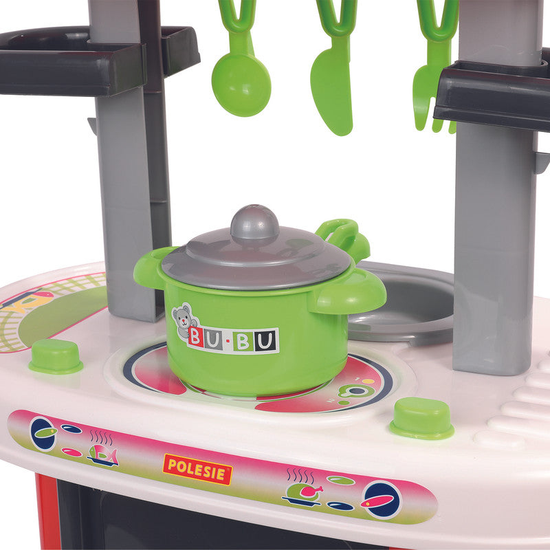 Polesie - Kitchen Bu-Bu (box)Toys & Games"BU-BU"Kitchen set is a small kitchen with stove, sink and oven.This kitchen set also includes two shelves. The disassembled kitchen is packed in a box. The set includes such toy tableware: * saucepan - 1 pc. * pla