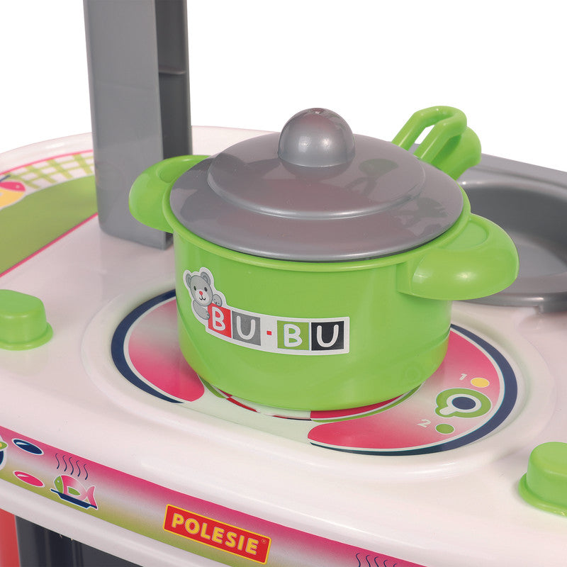 Polesie - Kitchen Bu-Bu (box)Toys & Games"BU-BU"Kitchen set is a small kitchen with stove, sink and oven.This kitchen set also includes two shelves. The disassembled kitchen is packed in a box. The set includes such toy tableware: * saucepan - 1 pc. * pla