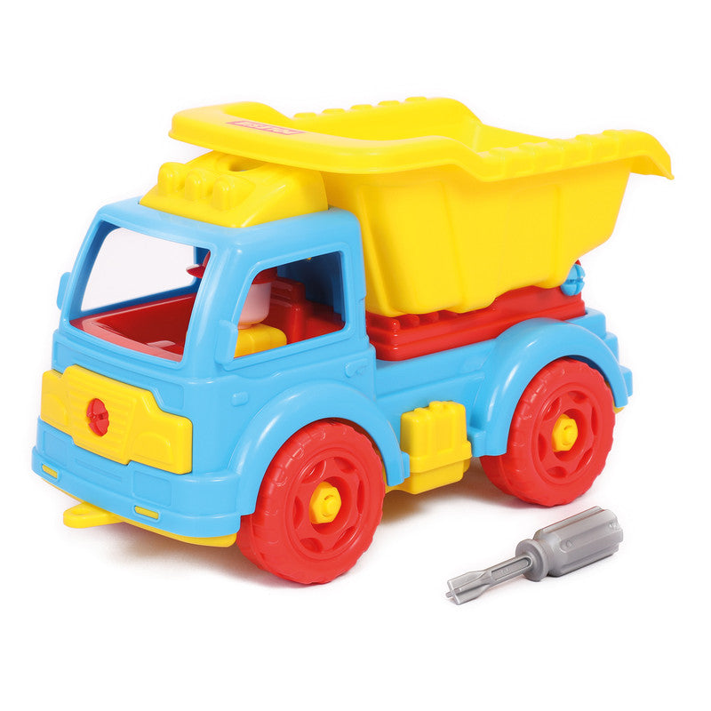 Polesie - Take-apart Dump truckToys & GamesThe toy is made of high-quality materials performed in bright colors and rounded shape. All pieces of the dump track are presented in the form of a constructor which is connected by plastic screws.The set also in