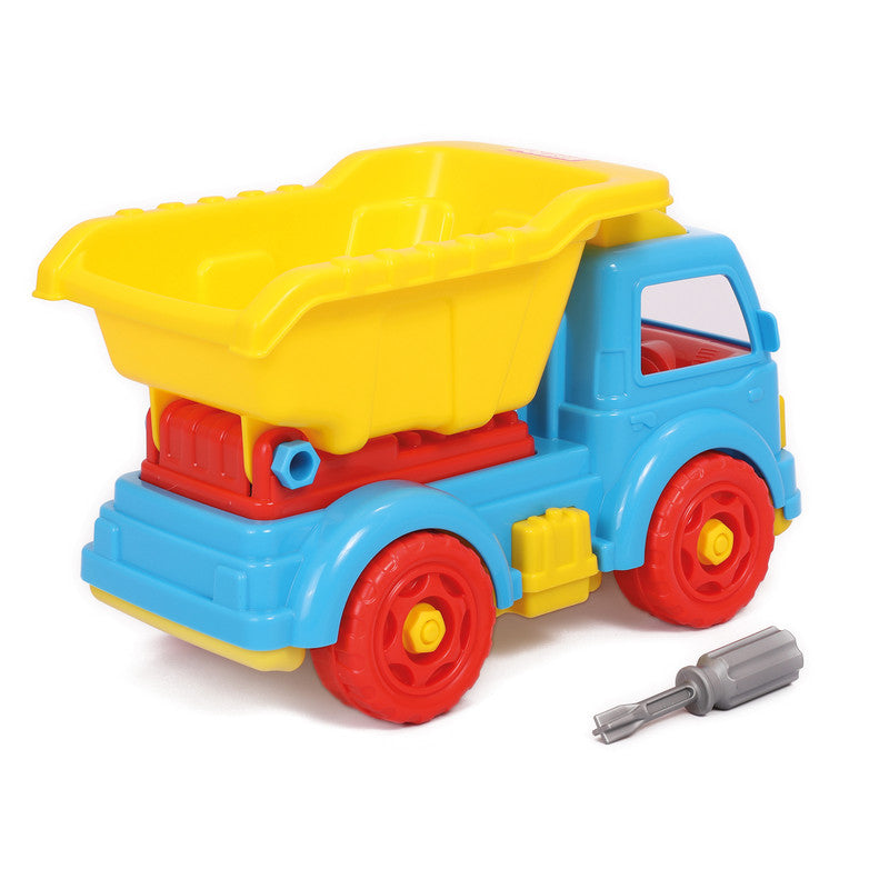 Polesie - Take-apart Dump truckToys & GamesThe toy is made of high-quality materials performed in bright colors and rounded shape. All pieces of the dump track are presented in the form of a constructor which is connected by plastic screws.The set also in