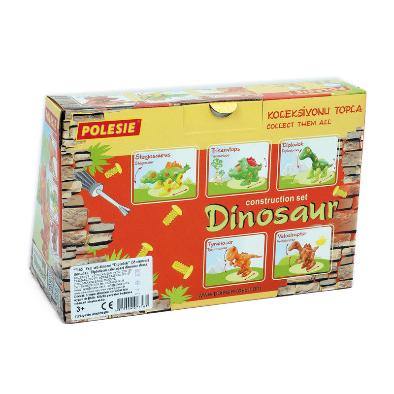 Polesie - Diplodocus take-apart dinosaur (box)Toys & GamesFor young researchers Polesie Factory presents a series of dinosaur-shaped constructors:Tyrannosaurus, Stegosaurus, Triceratops, Diplodocus and Velociraptor. Diplodocus take-apart dinosaur is made