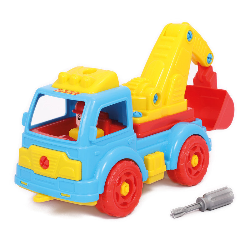 Polesie - Take-apart Excavator truck (box)Toys & GamesThe toy is made of a high-quality material performed in bright colors and rounded shape. All the pieces of the excavator truck are presented in the form of a constructor which is connected by plastic s