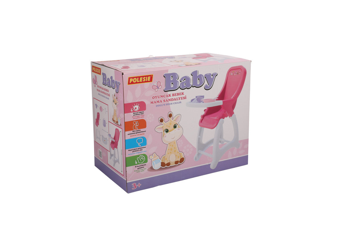 Polesie - Doll's High Chair (box)Toys & GamesA realistic highchair will make the game much more interesting.Your child will have fun with their babies. The set for feeding includes: a bowl, a spoon, a sippy cup and an apron. FEATURES: Polesie toys are mad