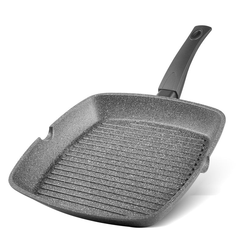 FISSMAN Square grill pan GREY STONE 24x4 cm (aluminum with non-stick coating)Kitchen StorageThe GREY STONE series from FISSMAN is innovative cookware made from natural eco-friendly materials. Aluminium heats up quickly and distributes heat evenly. Safety