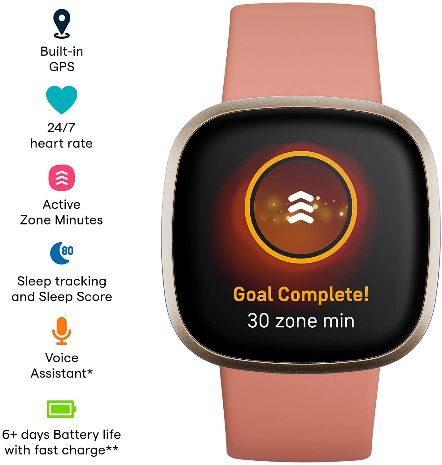 Fitbit Versa 3 Fitness Aluminum Wristband With Heart Rate Tracket