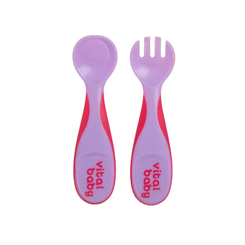 Vital Baby NOURISH Chunky Feeding Spoons 4pk - Pink & PurpleNursing & FeedingThe short and chunky design of this weaning cutlery means it is ideal for babies over 6 months to gain their confidence with self-feeding. The wide and shallow spoon and fork tip