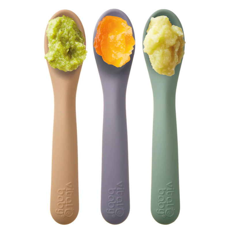 Vital Baby NOURISH Silicone Spoons 3pk - Pastel MixNursing & FeedingThe world of weaning can be a daunting one, but it can be made less scary with the right tools! Our NOURISH silicone spoons are the perfect companion from first tastes, all the way throug