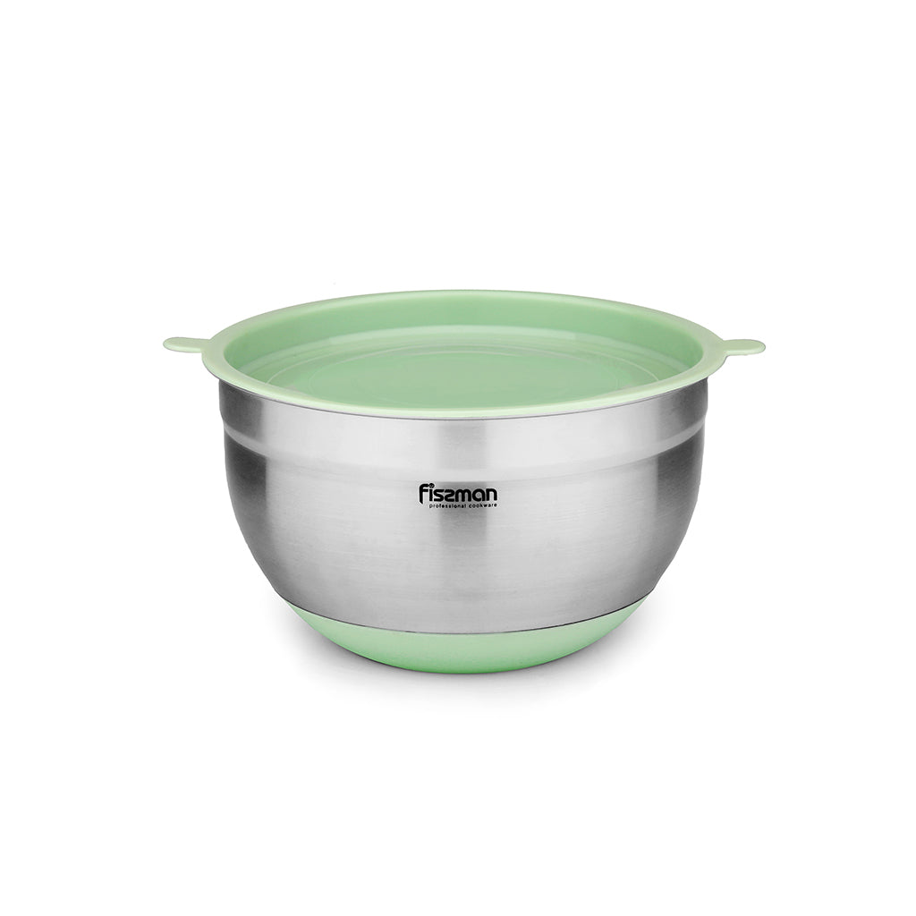 FISSMAN Stainless Steel Mixing Bowl 16x10cm/1.5L with Silicone BottomKitchen Storage5114 Mixing bowl 16x10 cm / 1.5 LTR with silicone bottom and PE lid (stainless steel) FISSMAN uses advanced technologies to create its products and aims to meet the needs