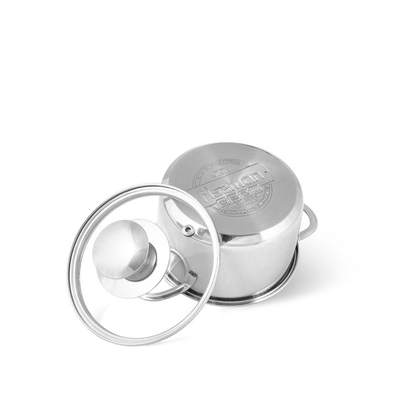 FISSMAN BAMBINO Saucepot with glass lid 12x7.5 cm / 0,8 LTR (stainless steel)Kitchen StorageBAMBINO products are mini versions that meet the highest requirements. While creating the collection, the FISSMAN developers followed the main principles on which