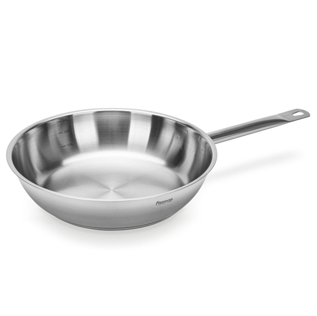 FISSMAN Stainless Steel Frying Pan 28x6.5cm without Glass LidKitchen Storage5437 Frying pan 28x65 cm without glass lid (stainless steel) Cookware is one of the essentials in our kitchen; after all, it’s what we use to create our food fantasies. Your choic