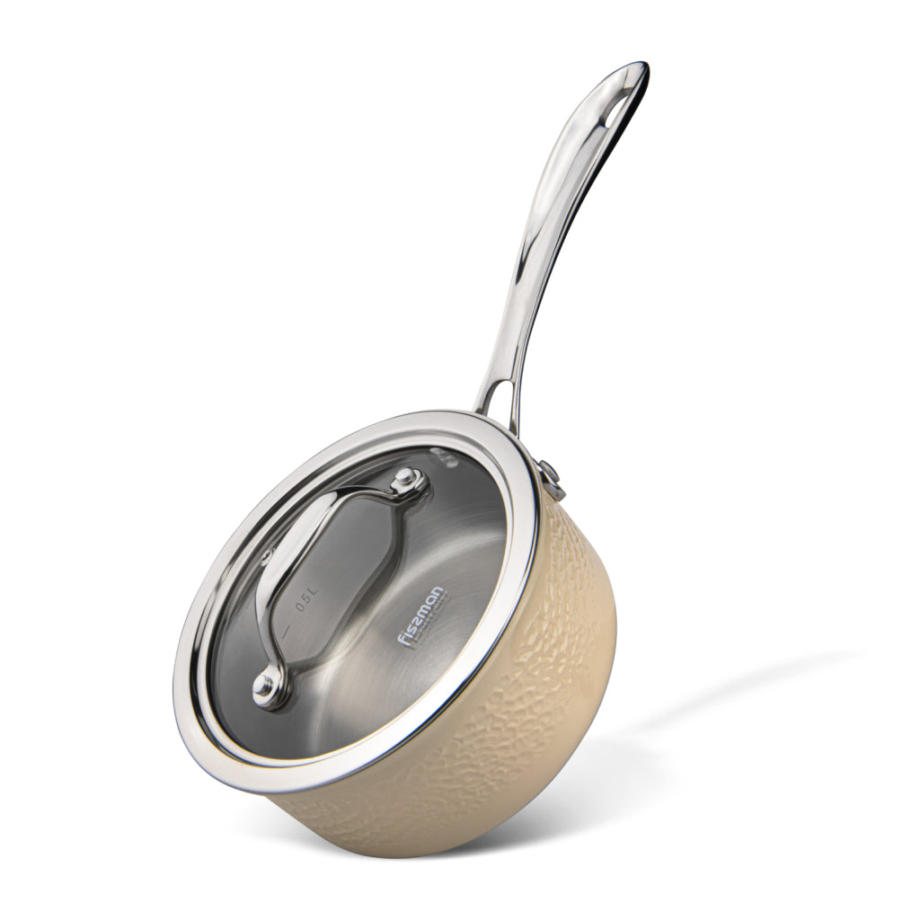 FISSMAN Stainless Steel SaucePan BRIGITTE 16x7.5cm/1.4L with Glass LidKitchen StorageSaucepan BRIGITTE 16x7.5 cm / 1.4 LTR with glass lid (stainless steel) The new BRIGITTE series is the work of our FISSMAN designers and technologists. The complexed and u